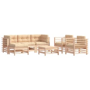 vidaXL 7 Piece Garden Lounge Set with Cushions Solid Wood