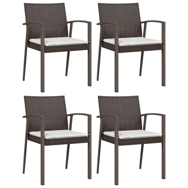 vidaXL 5 Piece Garden Dining Set with Cushions Poly Rattan and Steel