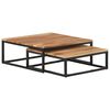 vidaXL Coffee Table | Set of 2 | Natural wood finish and black iron