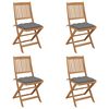 vidaXL Folding Chairs 4 pcs with Cushions Solid Acacia Wood