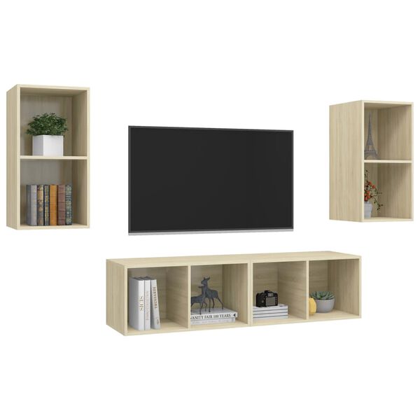 vidaXL Wall-mounted TV Cabinets 4 pcs Sonoma Oak Engineered Wood