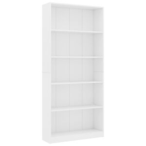 vidaXL 5-Tier Book Cabinet White 80x24x175 cm Engineered Wood