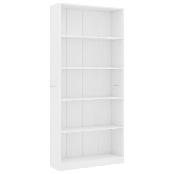 vidaXL 5-Tier Book Cabinet White 80x24x175 cm Engineered Wood
