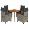 vidaXL 5 Piece Garden Dining Set with Cushions Grey Poly Rattan