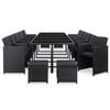 vidaXL 17 Piece Outdoor Dining Set with Cushions Poly Rattan Black