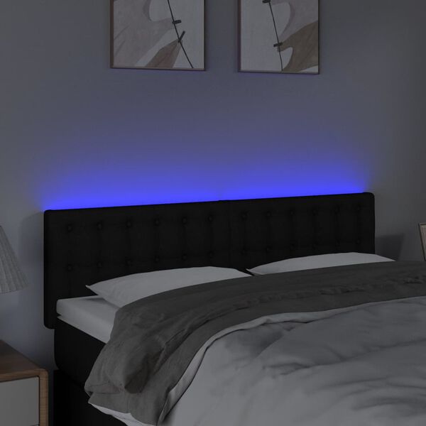 vidaXL LED Headboard Black 144 cm Fabric