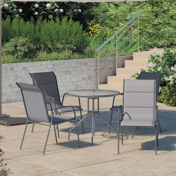 vidaXL 5 Piece Outdoor Dining Set Steel Anthracite