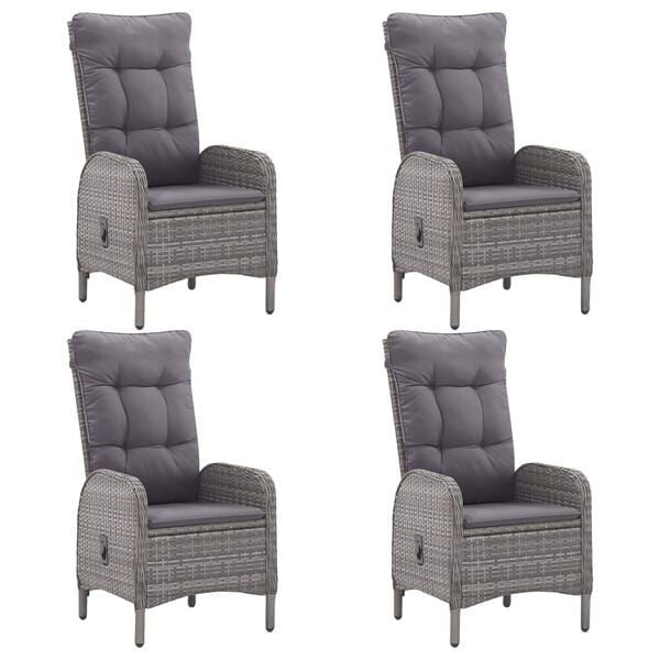 vidaXL 5 Piece Garden Dining Set Poly Rattan and Glass Grey