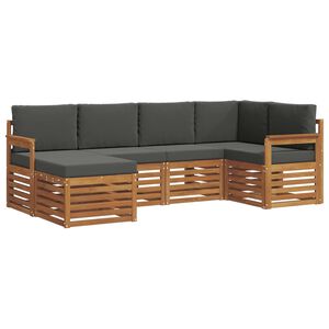 vidaXL Outdoor Sofa Set 6 pcs Natural and Anthracite Polyester