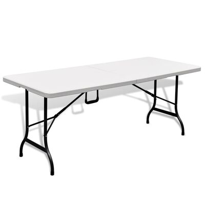 vidaXL Folding Garden Table White 180x75x74 cm HDPE