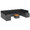 vidaXL 11 Piece Garden Sofa Set with Cushions Black Poly Rattan