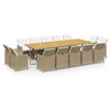 vidaXL 15 Piece Garden Dining Set with Cushions Poly Rattan Beige