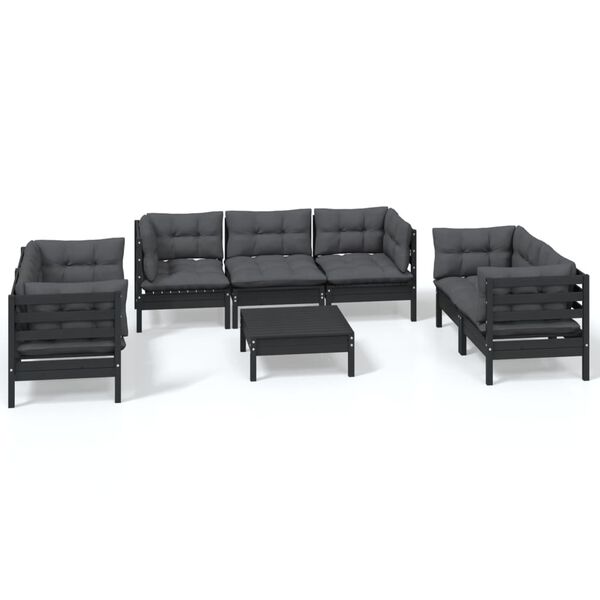 vidaXL 8 Piece Garden Lounge Set with Cushions Solid Pinewood