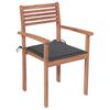 vidaXL Garden Chairs 4 pcs with Anthracite Cushions Solid Teak Wood