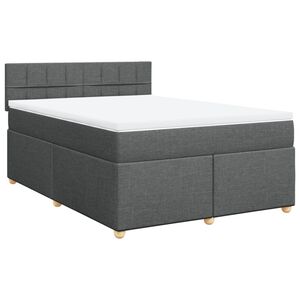 vidaXL Box Spring Bed with Mattress Dark Grey Double Fabric