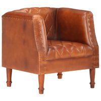 vidaXL Tub Chair Brown Real Goat Leather