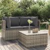vidaXL 3 Piece Garden Lounge Set with Cushions Grey Poly Rattan