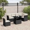 vidaXL 7 Piece Garden Sofa Set with Cushions Black Poly Rattan