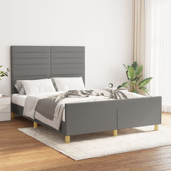 vidaXL Bed Frame without Mattress Dark Grey 137x187 cm Double Fabric