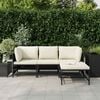 vidaXL 4 Piece Garden Sofa Set with Cushions Black Poly Rattan