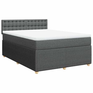vidaXL Box Spring Bed with Mattress Dark Grey Double Fabric