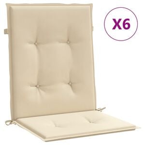 vidaXL Garden Lowback Chair Cushions 6 pcs Beige 100x50x3 cm Oxford Fabric