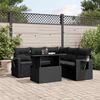 vidaXL 6 Piece Garden Sofa Set with Cushions Black Poly Rattan