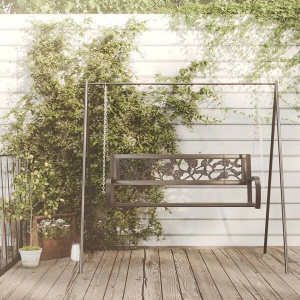 vidaXL Garden Swing Bench 125 cm Steel and Plastic Black