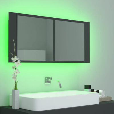 vidaXL LED Bathroom Mirror Cabinet Grey 100x12x45 cm