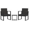 vidaXL 3 Piece Garden Lounge Set with Cushions Black Poly Rattan