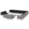 vidaXL 14 Piece Garden Lounge Set with Cushions Poly Rattan Dark Grey