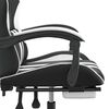 vidaXL Swivel Gaming Chair with Footrest Black&White Faux Leather
