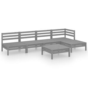 vidaXL Garden Lounge Set | Grey | Solid Pinewood | 6 Piece Set | Modular