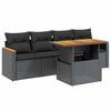 vidaXL 5 Piece Garden Sofa Set with Cushions Black Poly Rattan