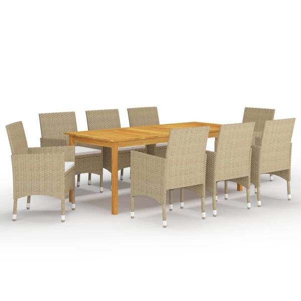 vidaXL 9 Piece Garden Dining Set Beige