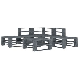vidaXL 6 Piece Garden Pallet Lounge Set Wood Grey