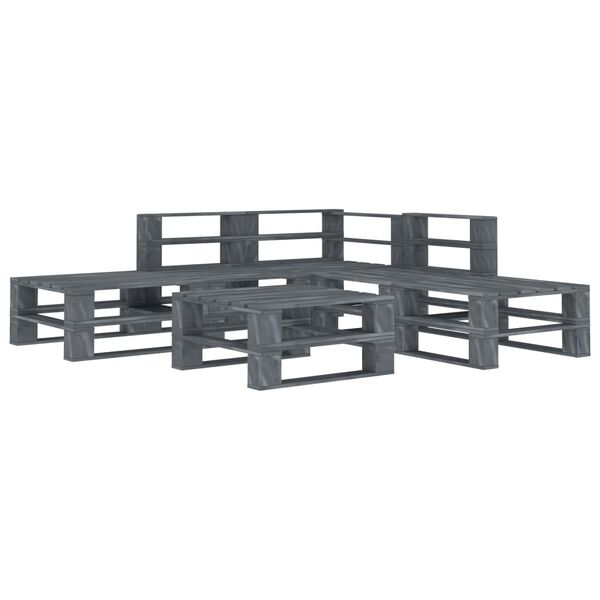 vidaXL 6 Piece Garden Pallet Lounge Set Wood Grey