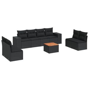 vidaXL 9 Piece Garden Sofa Set with Cushions Black Poly Rattan