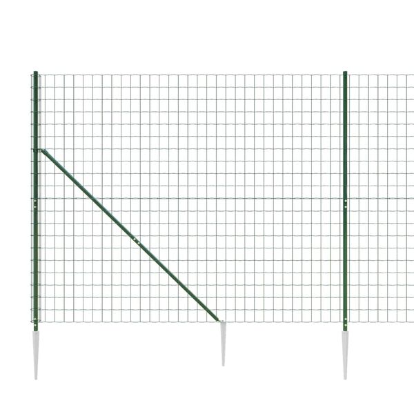 vidaXL Wire Mesh Fence with Spike Anchors Green 1.6x25 m