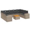vidaXL 10 Piece Garden Sofa Set with Cushions Grey Poly Rattan