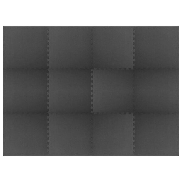 vidaXL Puzzle Exercise Mats 12 pcs Black 4.32 ㎡ EVA Foam