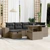 vidaXL 7 Piece Garden Sofa Set with Cushions Grey Poly Rattan