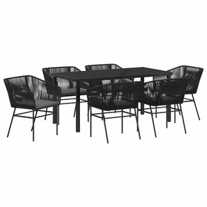 vidaXL Garden Dining Set 7 pcs Black Powder-Coated Steel
