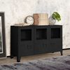 vidaXL Industrial Sideboard Black 105x35x62 cm Metal and Glass