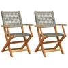 vidaXL Folding Chairs 2 pcs Grey Solid Wood Acacia and Poly Rattan