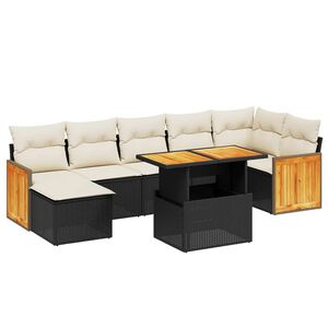 vidaXL 8 Piece Garden Sofa Set with Cushions Black Poly Rattan