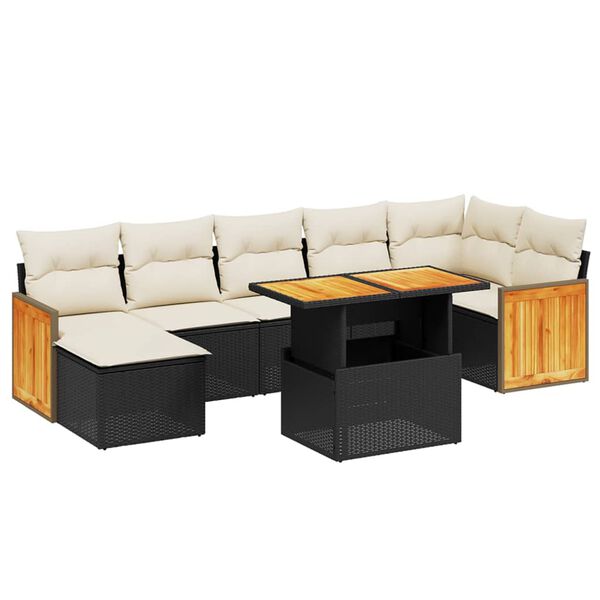 vidaXL 8 Piece Garden Sofa Set with Cushions Black Poly Rattan
