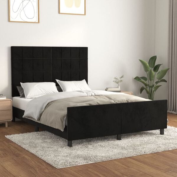 vidaXL Bed Frame without Mattress Black 137x187 cm Double Velvet