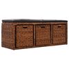 vidaXL Bench with 3 Baskets Seagrass 105x40x42 cm Brown