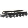 vidaXL 17 Piece Garden Dining Set with Cushions Black Poly Rattan